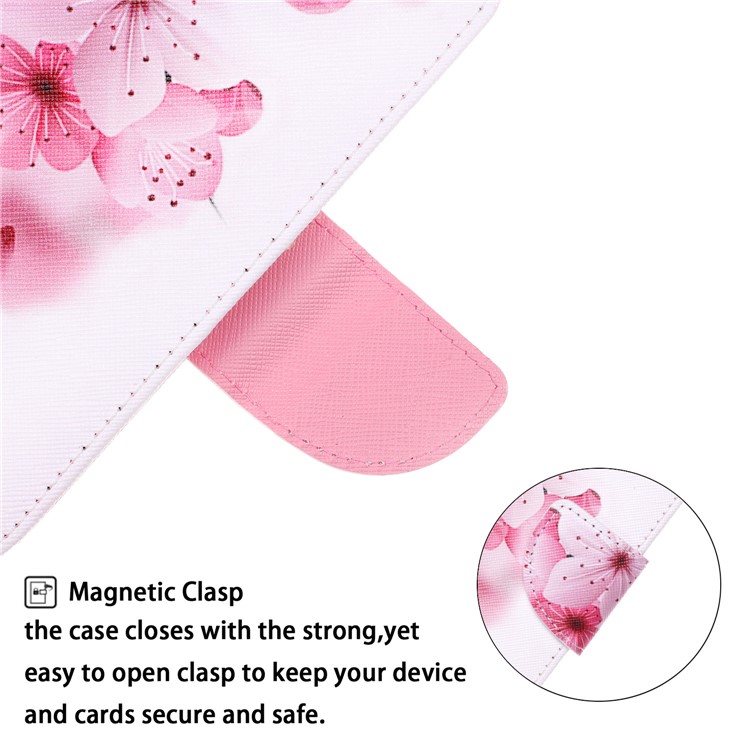 Für Huawei P30 Pro -muster -druck -brieftaschenstand Lederflip -hülle Mit Riemen - Schöne Blume-5