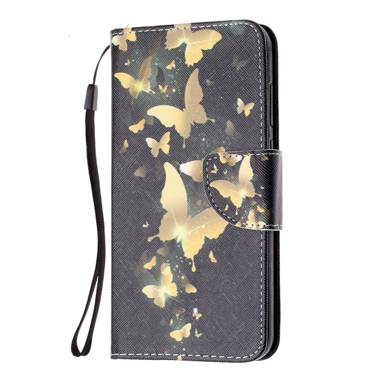 Pattern Printing Wallet Stand de Cuero Para Huawei Y6 (2018) - Mariposa Dorada-2