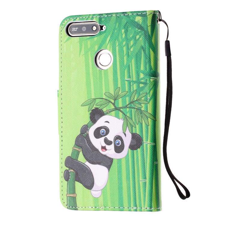 Padrão De Impressão Carteira Estojo De Couro Para Huawei Y6 (2018) - Panda Em Bambu-3