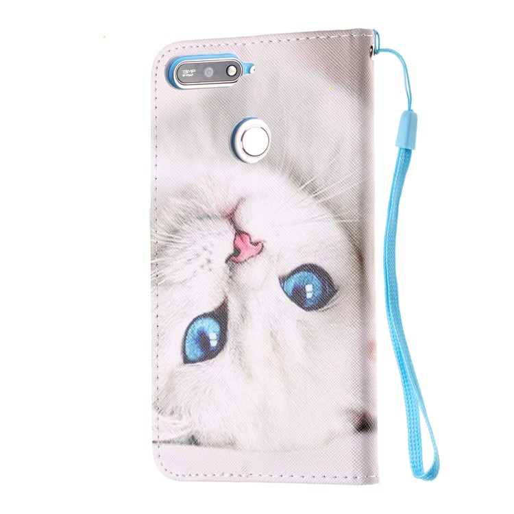 Pattern Printing Wallet Leather Stand Case for Huawei Y6 (2018) - White Cat-3
