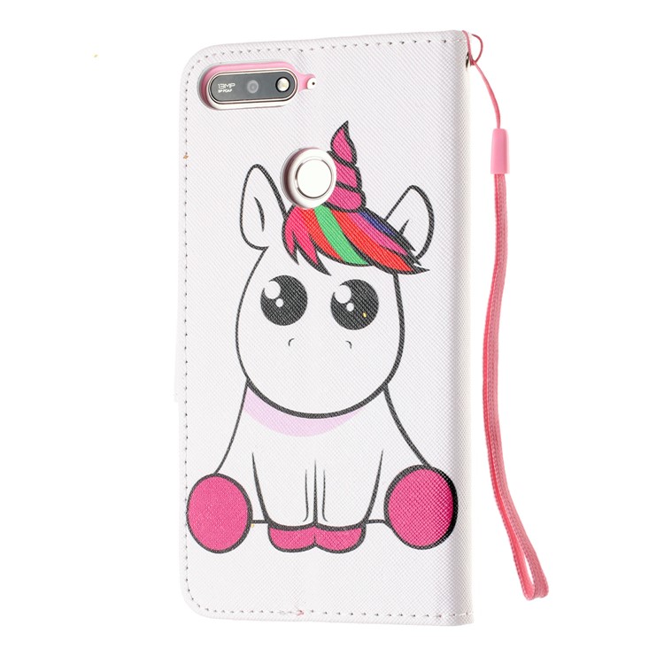 Pattern Printing Wallet Leather Stand Case for Huawei Y6 (2018) - Unicorn-3