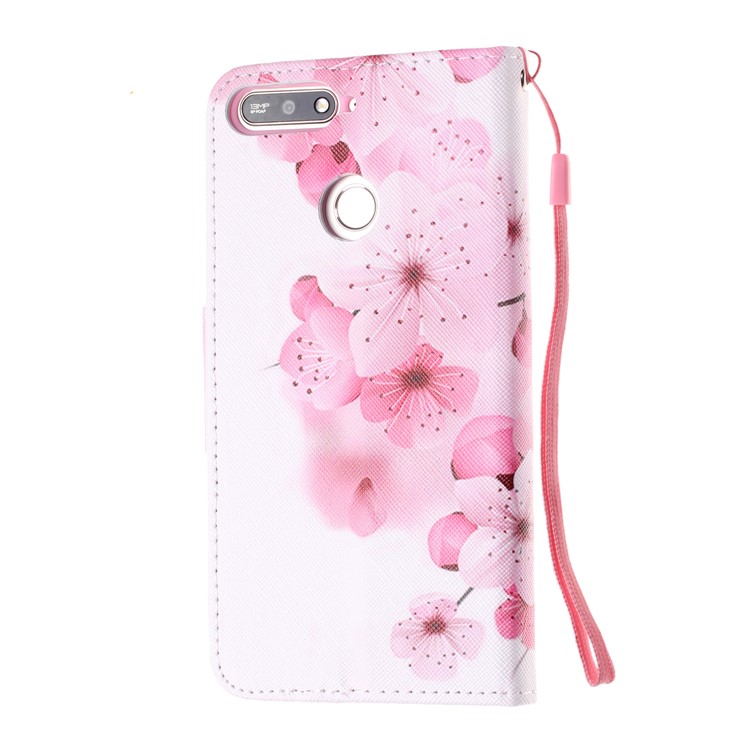 Pattern Printing Leather Wallet Case for Huawei Y6 (2018) - Pretty Flower-3