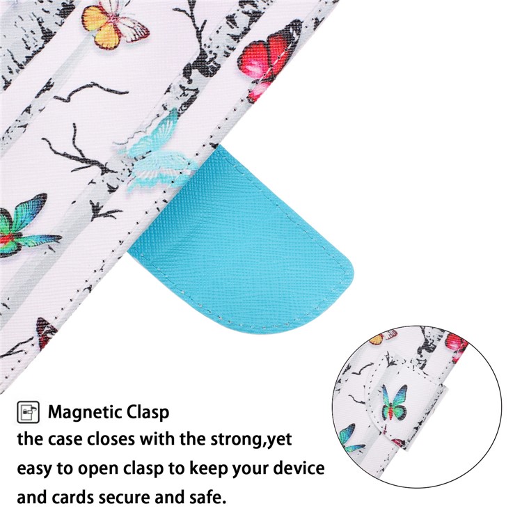 For Huawei P Smart (2019) Patterned Wallet Leather Protection Cover with Strap - Colorful Butterflies-5