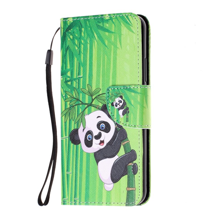 Pattern Printing Leather Wallet Stand Case for Huawei Mate 20 Lite - Panda on Bamboo-2