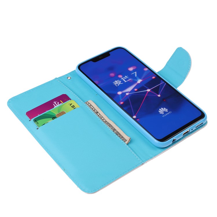 Pattern Printing Leather Wallet Stand Case for Huawei Mate 20 Lite - White Cat-4