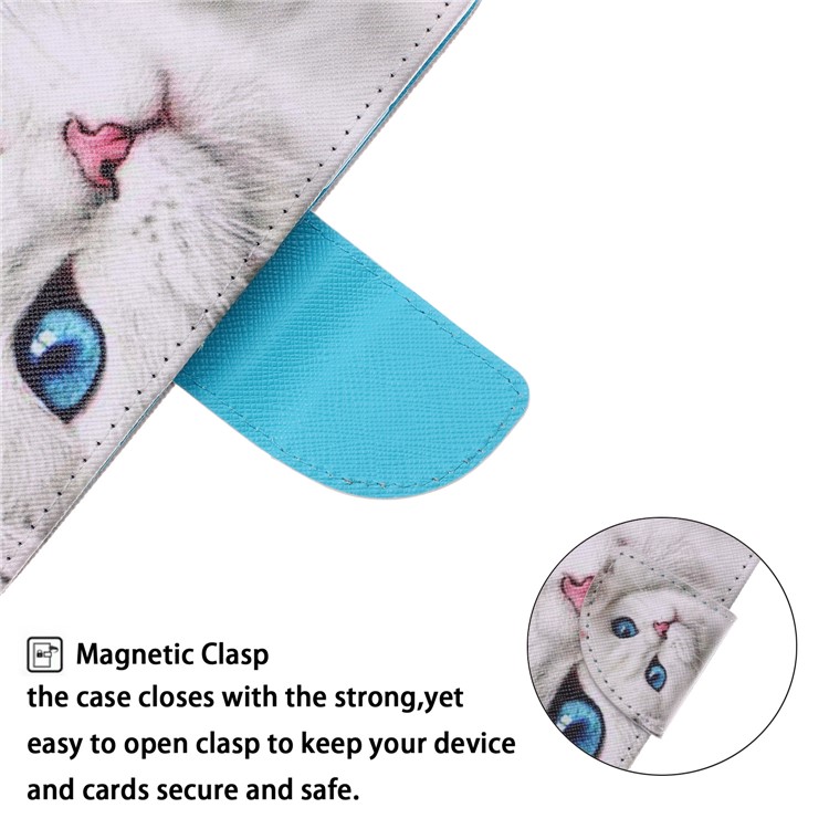 Pattern Printing Leather Wallet Stand Case for Huawei Mate 20 Lite - White Cat-5