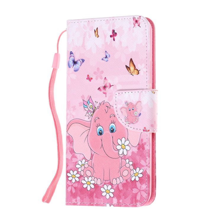 Pattern Printing Leather Wallet Stand Case for Huawei Mate 20 Lite - Elephant and Flower-2