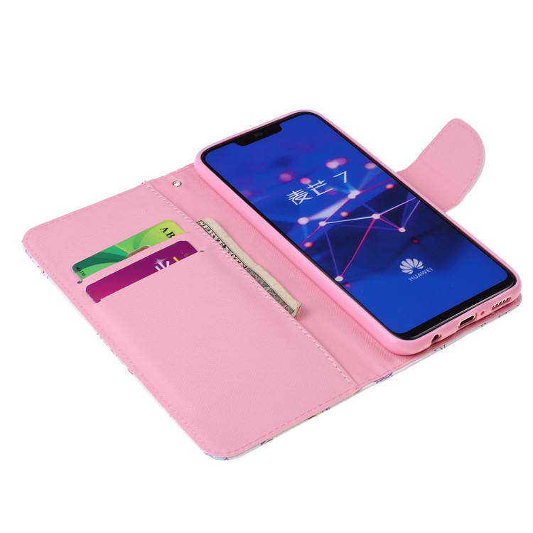 Pattern Printing Leather Wallet Stand Case for Huawei Mate 20 Lite - Elephant and Flower-4