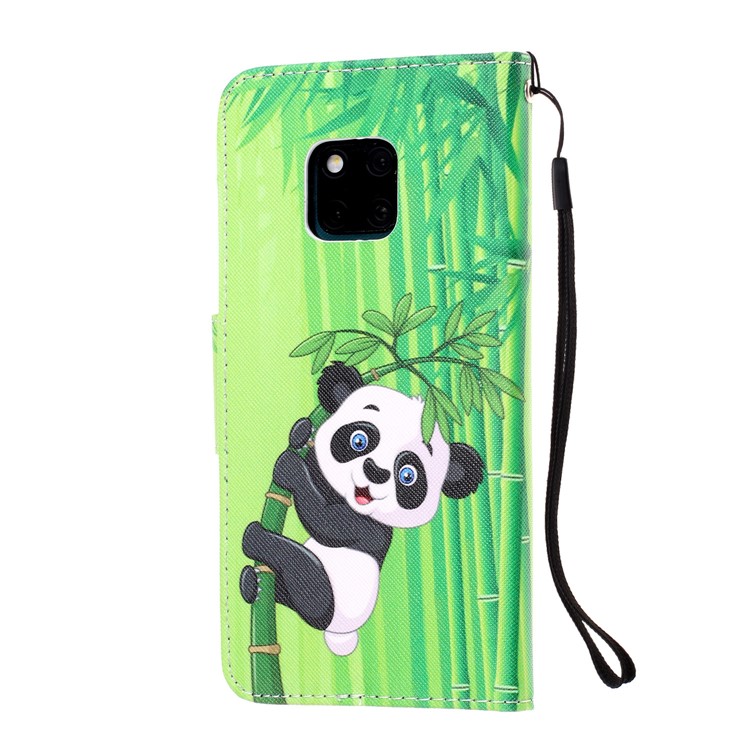 Impressão Padrão Carteira De Couro Case Para Huawei Mate 20 Pro - Panda Em Bambu-3