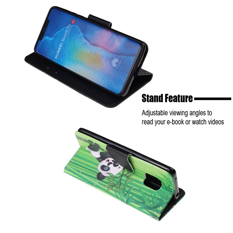 Impressão Padrão Carteira De Couro Case Para Huawei Mate 20 Pro - Panda Em Bambu-6