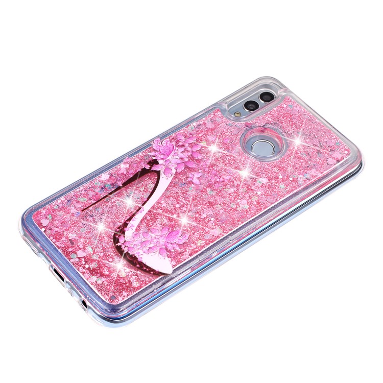 Embossed Pattern Glitter Powder Quicksand TPU Back Case for Huawei Honor 10 Lite/ P Smart (2019) - High-heel Shoe-2