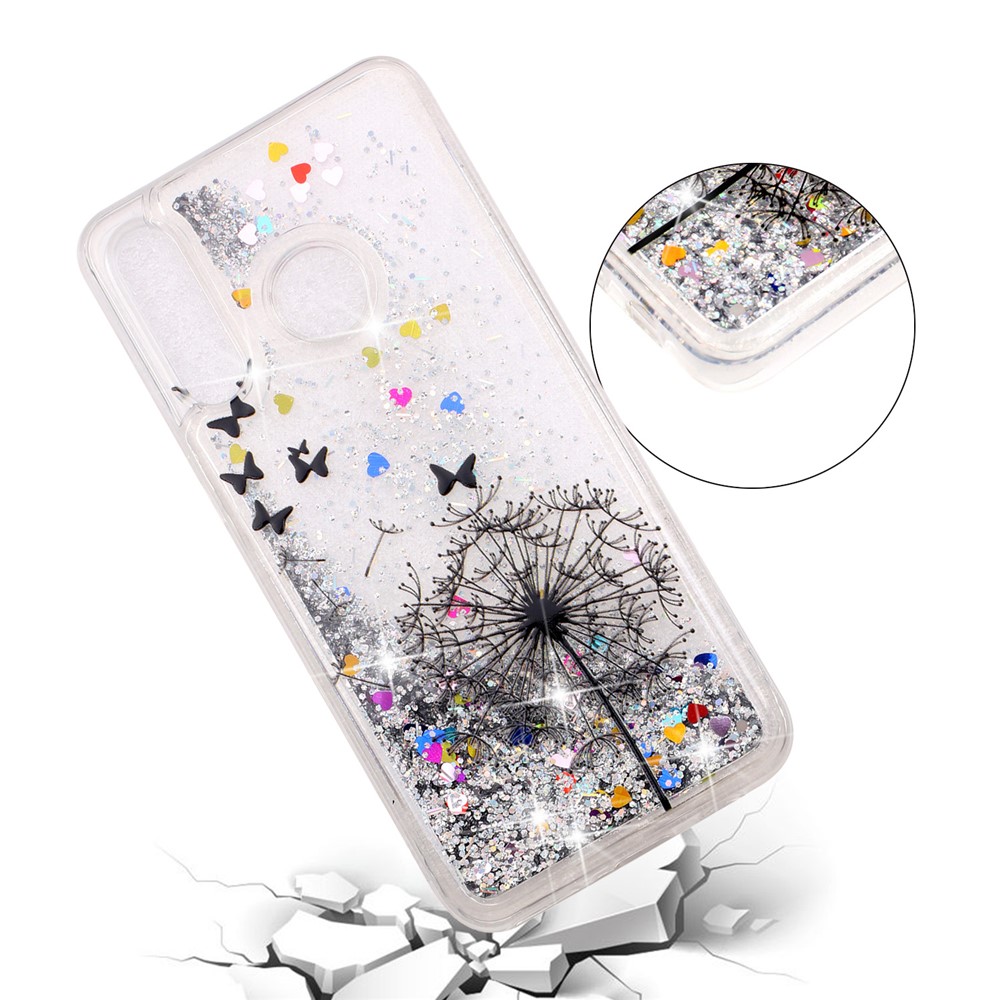 Embossed Pattern Glitter Powder Quicksand TPU Phone Shell for Huawei P30 Lite - Dandelion and Butterfly-3