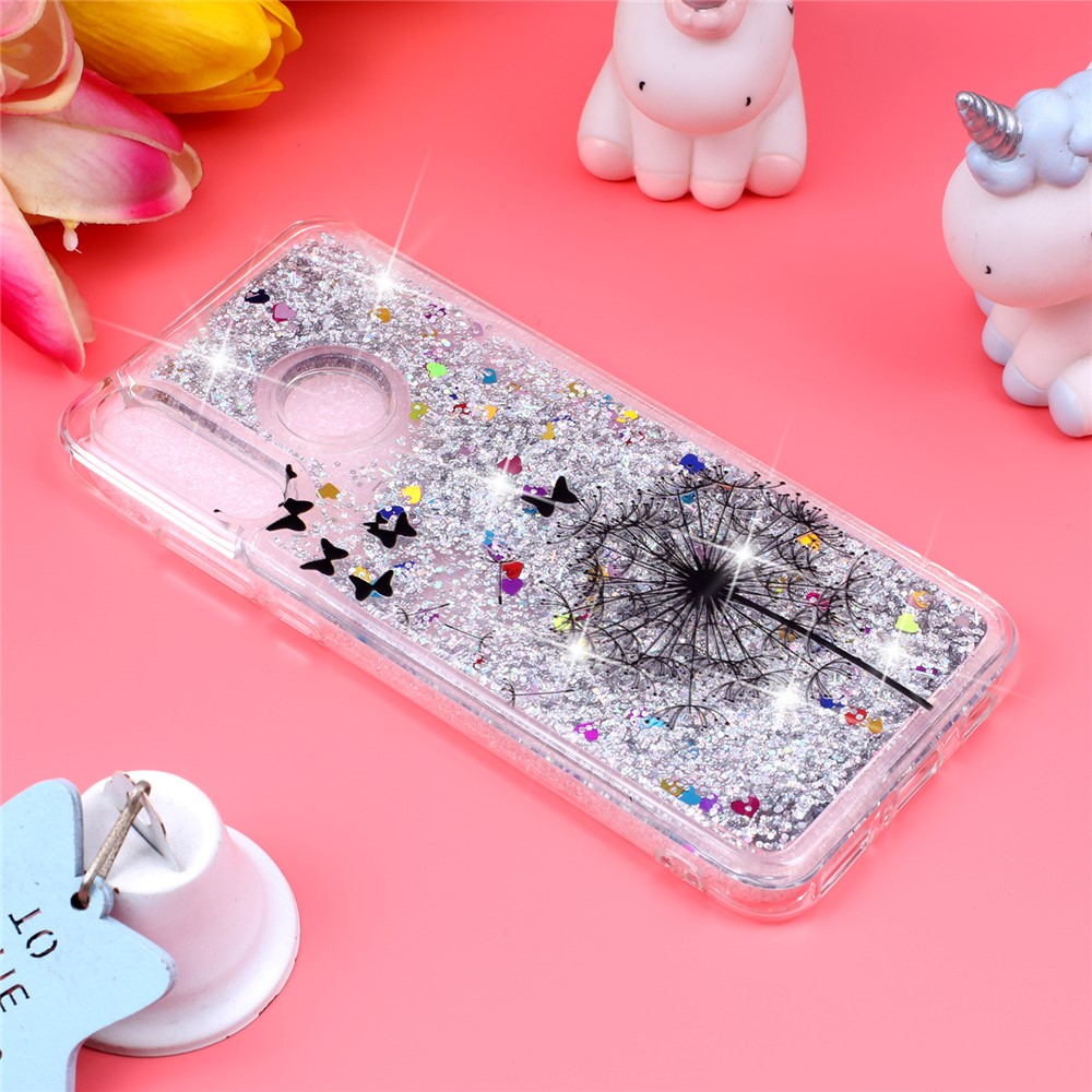 Embossed Pattern Glitter Powder Quicksand TPU Phone Shell for Huawei P30 Lite - Dandelion and Butterfly-4