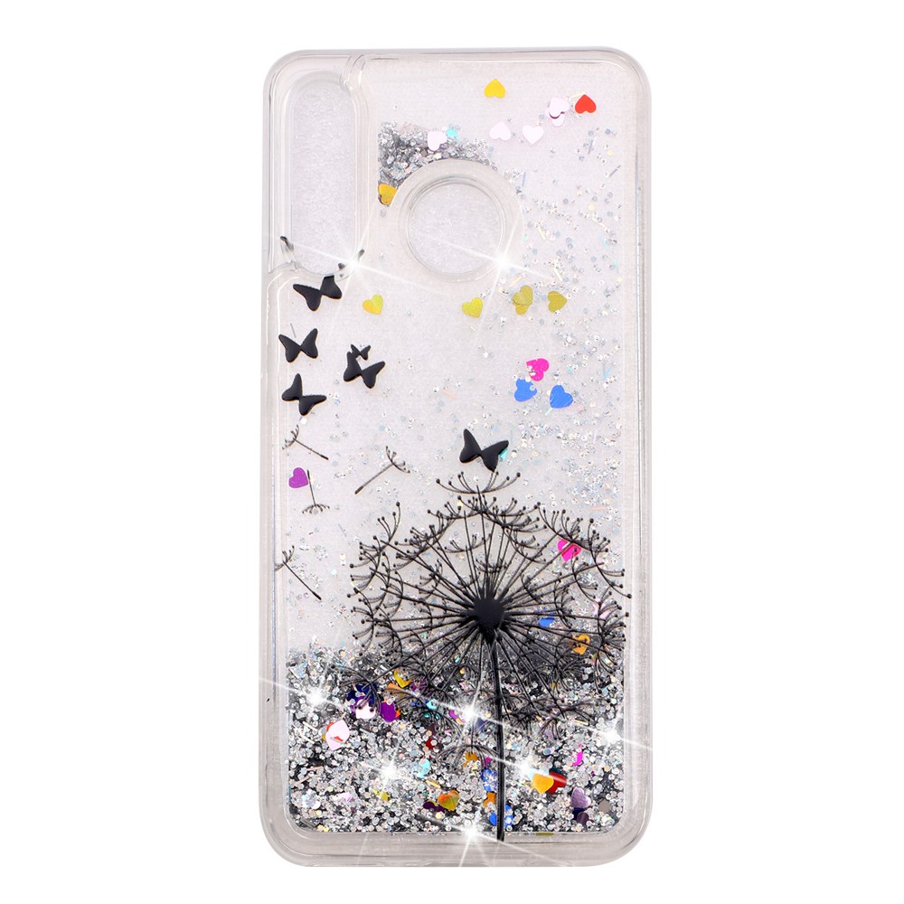 Embossed Pattern Glitter Powder Quicksand TPU Phone Shell for Huawei P30 Lite - Dandelion and Butterfly-6