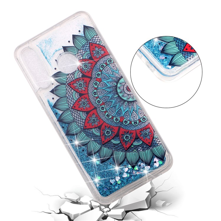 Embossed Pattern Glitter Powder Quicksand TPU Phone Shell for Huawei P30 Lite - Mandala Flower-3