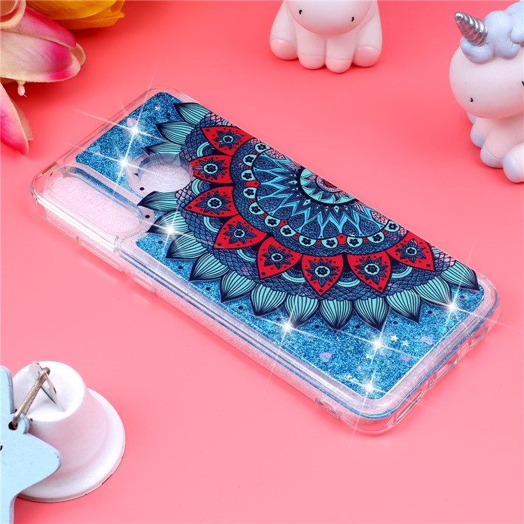 Embossed Pattern Glitter Powder Quicksand TPU Phone Shell for Huawei P30 Lite - Mandala Flower-4