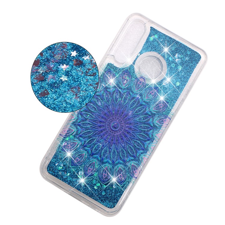 Embossed Pattern Glitter Powder Quicksand TPU Phone Shell for Huawei P30 Lite - Unique Flower-1