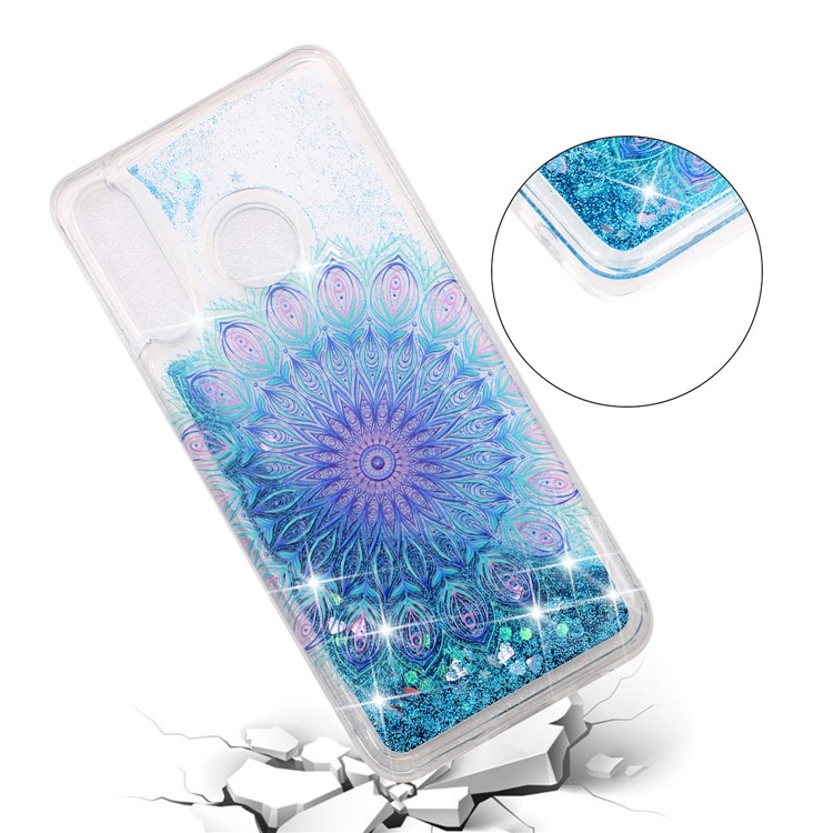 Embossed Pattern Glitter Powder Quicksand TPU Phone Shell for Huawei P30 Lite - Unique Flower-3