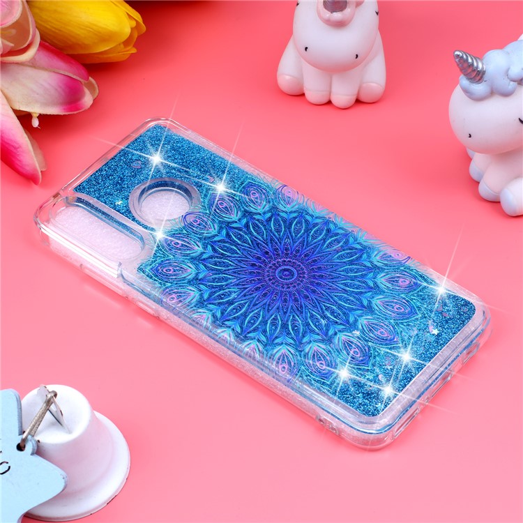 Embossed Pattern Glitter Powder Quicksand TPU Phone Shell for Huawei P30 Lite - Unique Flower-4