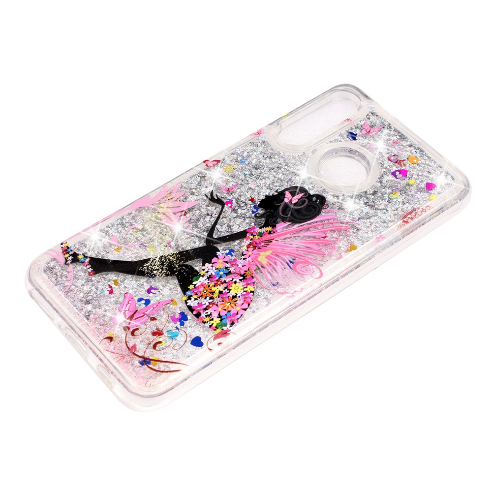 Embossed Pattern Glitter Powder Quicksand TPU Phone Shell for Huawei P30 Lite - Flower Fairy-2