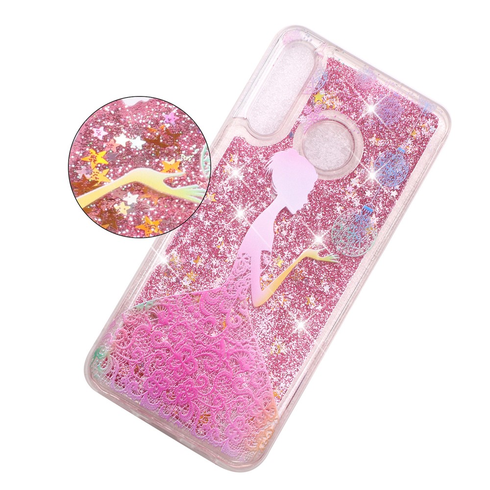 Embossed Pattern Glitter Powder Quicksand TPU Phone Shell for Huawei P30 Lite - Pretty Girl-1
