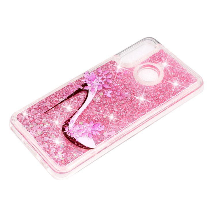 Embossed Pattern Glitter Powder Quicksand TPU Phone Shell for Huawei P30 Lite - High-heel Shoe-2