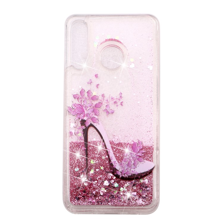 Embossed Pattern Glitter Powder Quicksand TPU Phone Shell for Huawei P30 Lite - High-heel Shoe-6