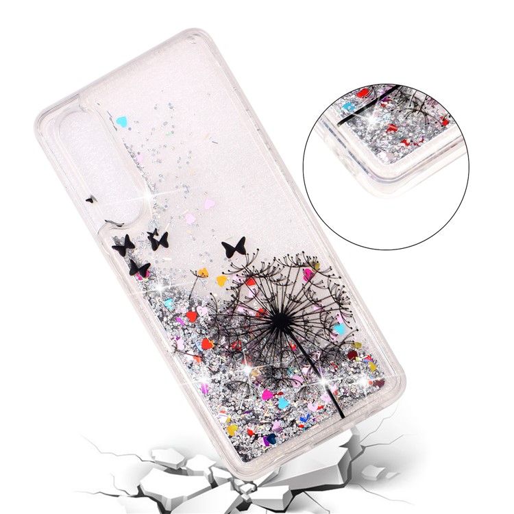 For Huawei P30 Embossed Pattern Glitter Powder Quicksand TPU Protection Case - Dandelion and Butterfly-3