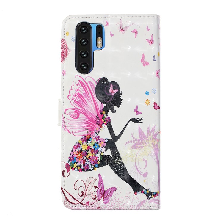 Embossment Pattern Printing Leather Wallet Case for Huawei P30 Pro - Butterfly Girl-2