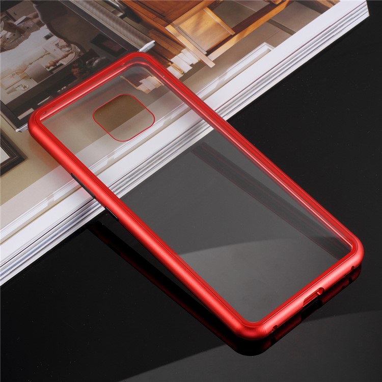 For Huawei Mate 20 Pro Detachable Magnetic Metal Frame + Tempered Glass Back Cover - Red-4