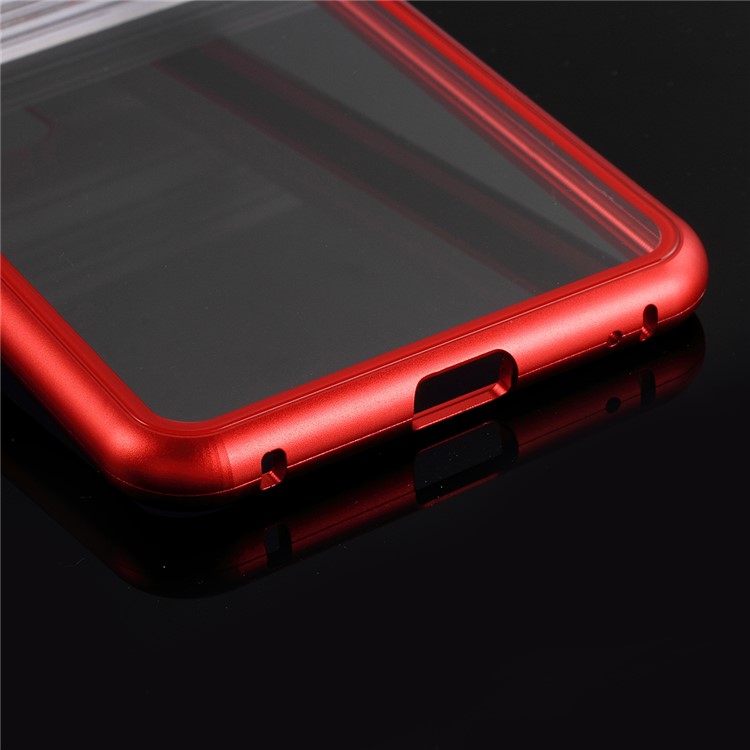 For Huawei Mate 20 Pro Detachable Magnetic Metal Frame + Tempered Glass Back Cover - Red-7