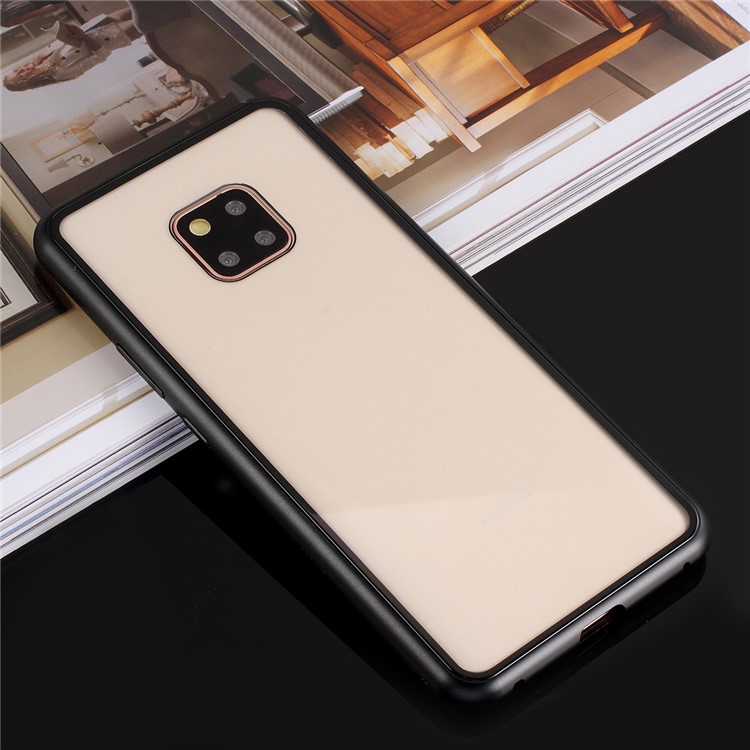 For Huawei Mate 20 Pro Detachable Magnetic Metal Frame + Tempered Glass Back Cover - Black-3