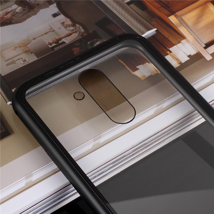 For Huawei Mate 20 Lite Detachable Magnetic Metal Frame + Tempered Glass Back Cover - Black-3