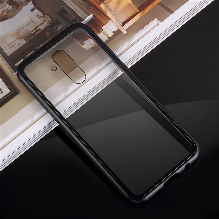 For Huawei Mate 20 Lite Detachable Magnetic Metal Frame + Tempered Glass Back Cover - Black-5