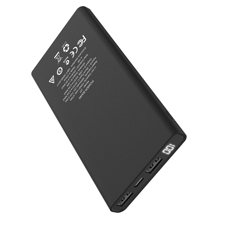 HOCO J37 Sabedoria De Carregamento Sem Fio Banco De Potência 10000 Mah Dual USB - Preto-2