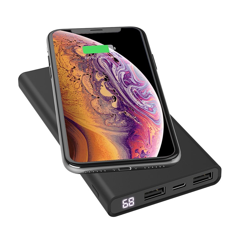 HOCO J37 Sabedoria De Carregamento Sem Fio Banco De Potência 10000 Mah Dual USB - Preto-3