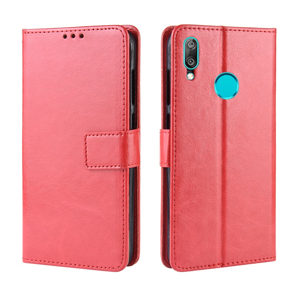 Crazy Horse Wallet Leather Case with Strap for Huawei Y7 (2019)/Y7 Prime (2019) - Red-2