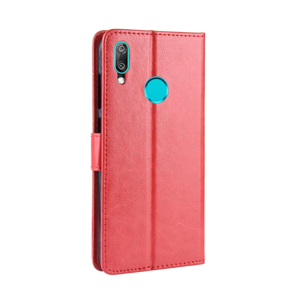 Crazy Horse Wallet Leather Case with Strap for Huawei Y7 (2019)/Y7 Prime (2019) - Red-8