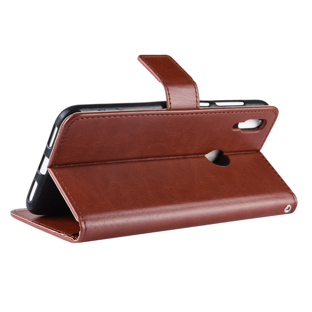 Crazy Horse Wallet Leather Case with Strap for Huawei Y7 (2019)/Y7 Prime (2019) - Brown-7