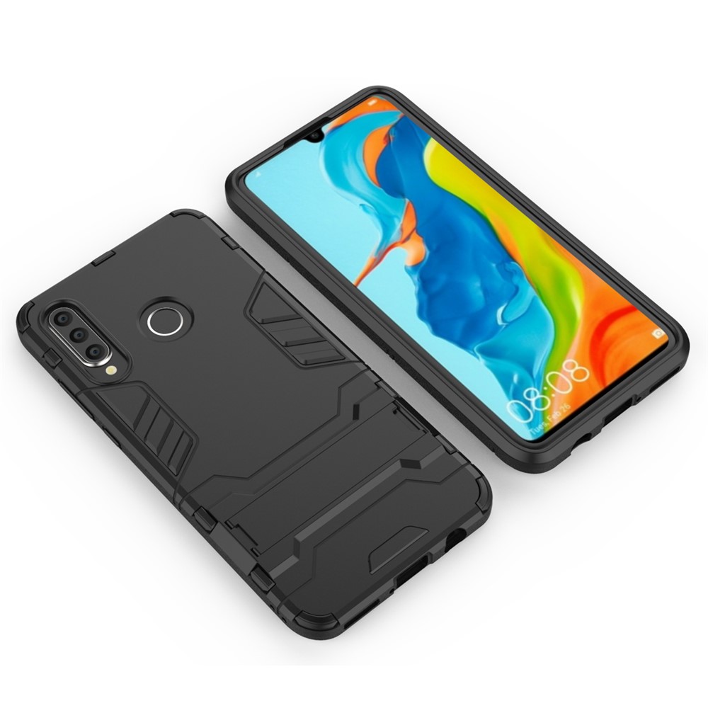 Caixa Híbrida de Plástico + Tpu Com Kickstand Para Huawei P30 Lite - Preto