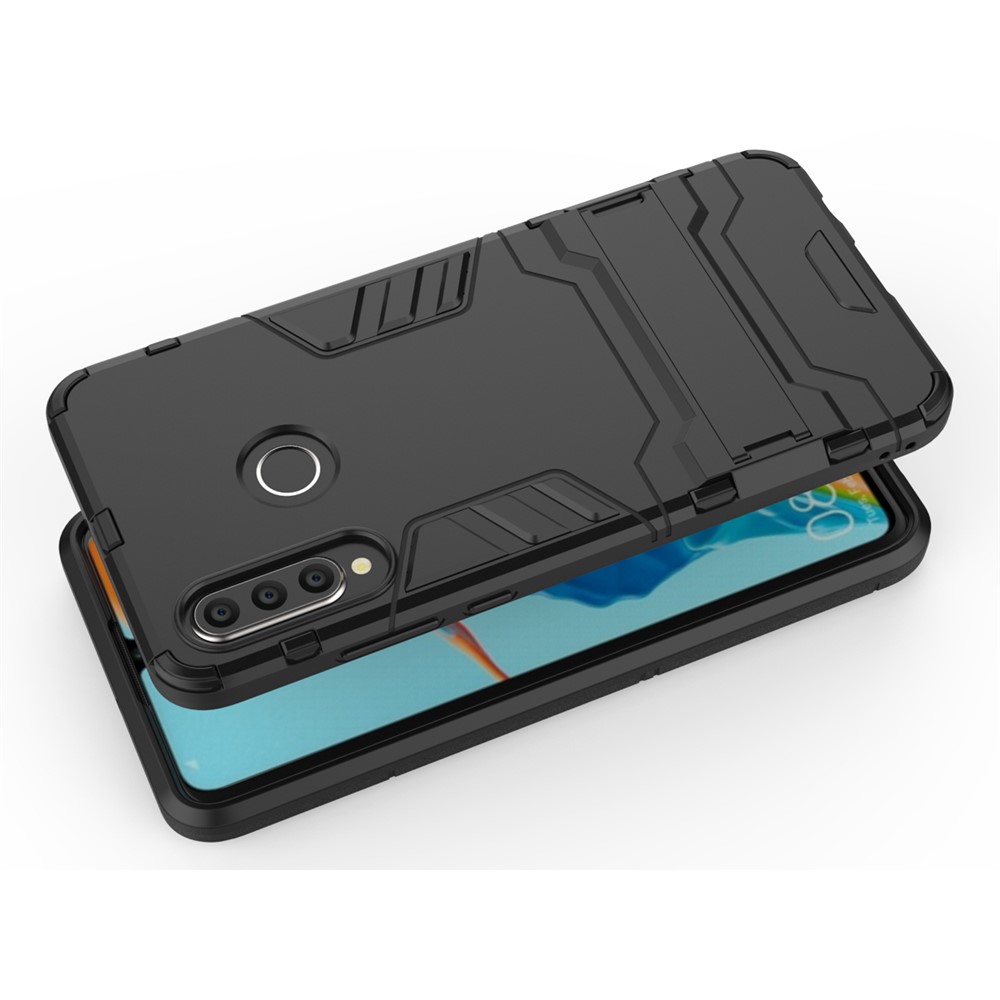 Kunststoff + TPU Hybrid -hülle Mit Kickstand Für Huawei P30 Lite - Schwarz