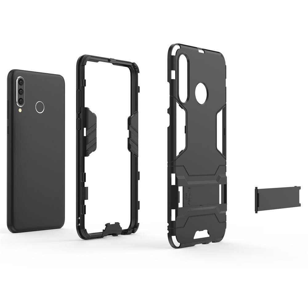 Custodia Ibrida in Plastica + TPU Con Cavalletto Per Huawei P30 Lite - Nero