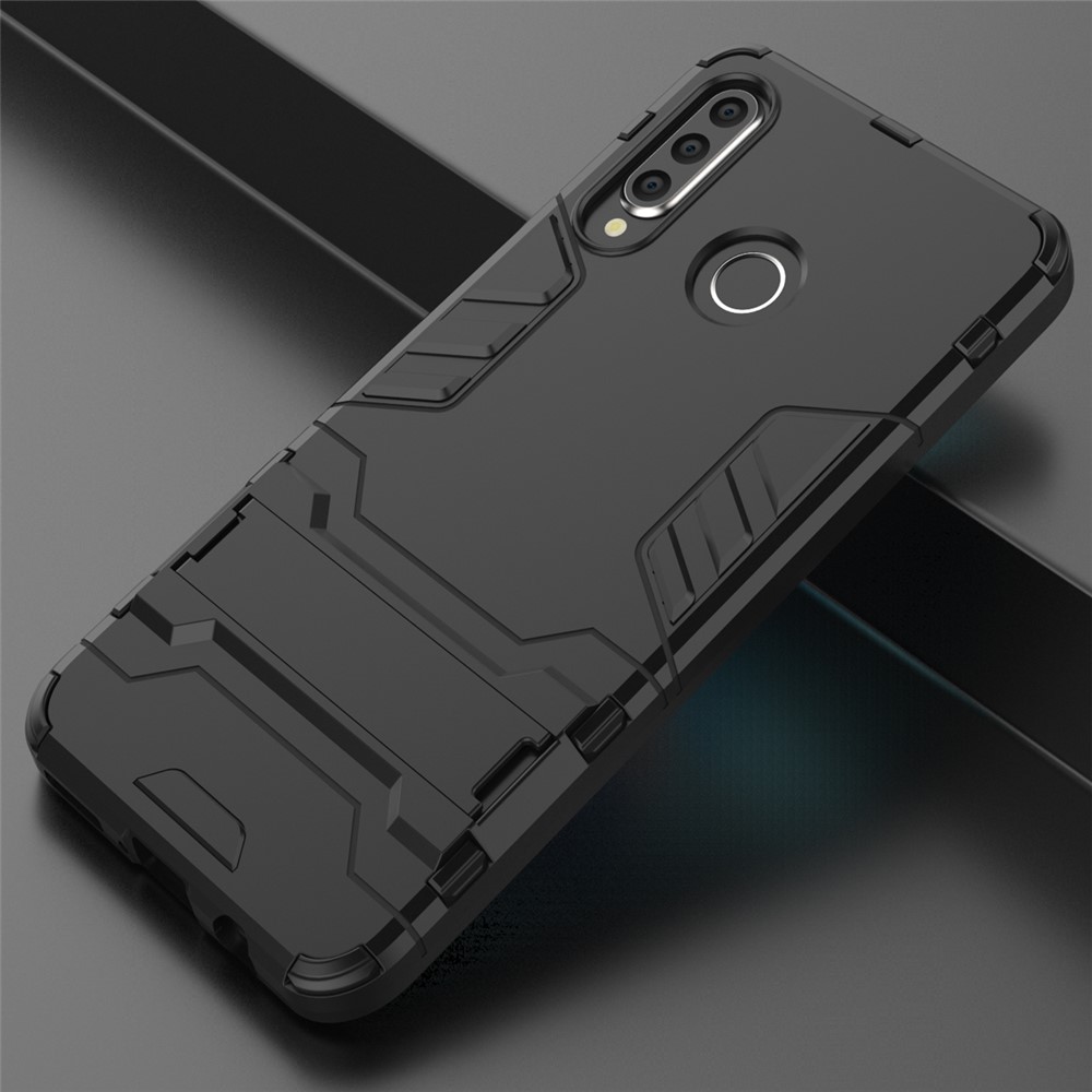 Case Híbrido de Plástico + TPU Con Kickstand Para Huawei P30 Lite - Negro