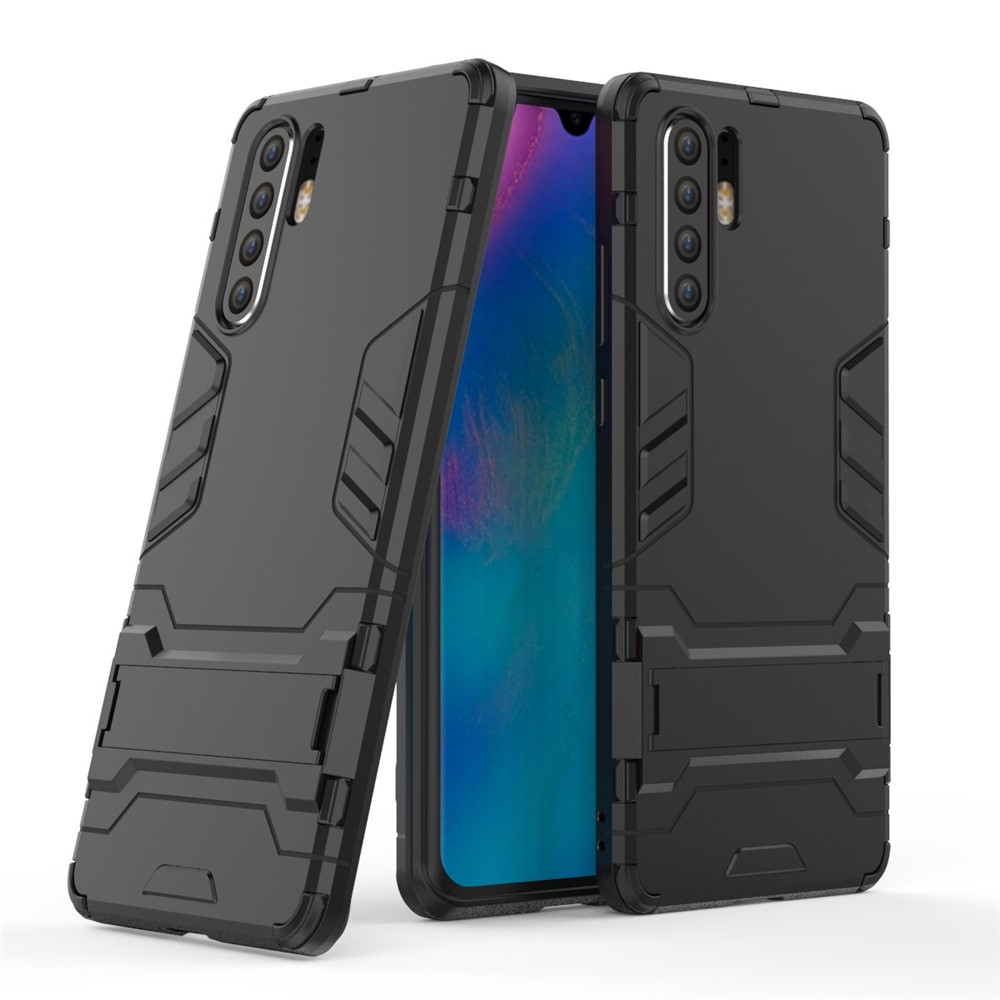 Plastic + TPU Hybrid Case with Kickstand for Huawei P30 Pro - Black-1