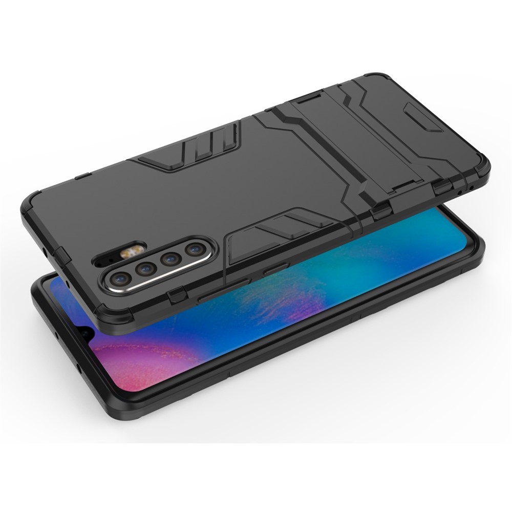 Plastic + TPU Hybrid Case with Kickstand for Huawei P30 Pro - Black-4