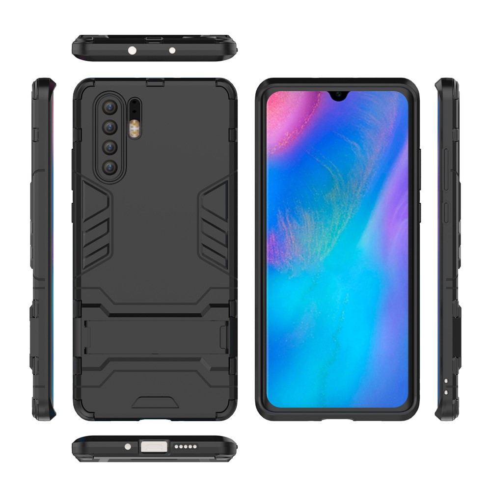 Plastic + TPU Hybrid Case with Kickstand for Huawei P30 Pro - Black-7