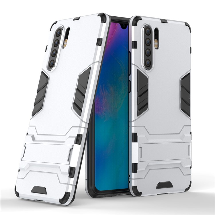Plastic + TPU Hybrid Case with Kickstand for Huawei P30 Pro - Silver-1