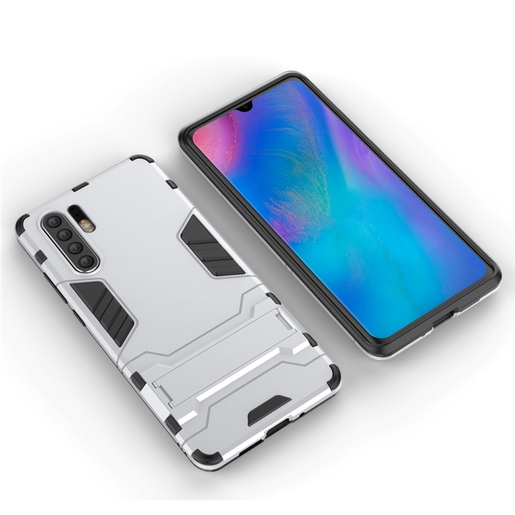 Plastic + TPU Hybrid Case with Kickstand for Huawei P30 Pro - Silver-3
