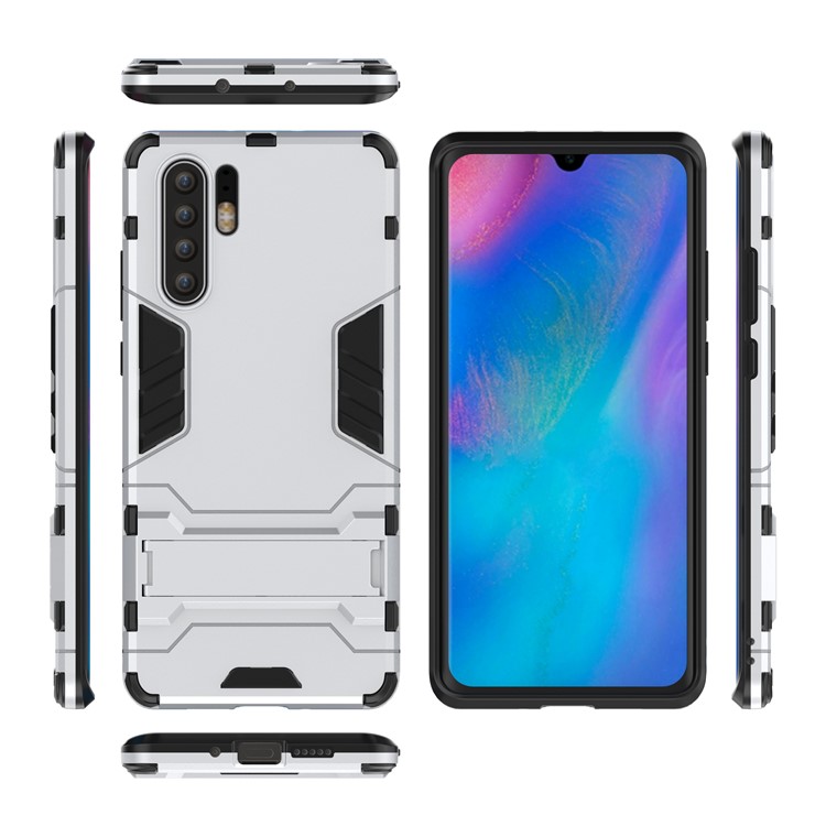 Plastic + TPU Hybrid Case with Kickstand for Huawei P30 Pro - Silver-4
