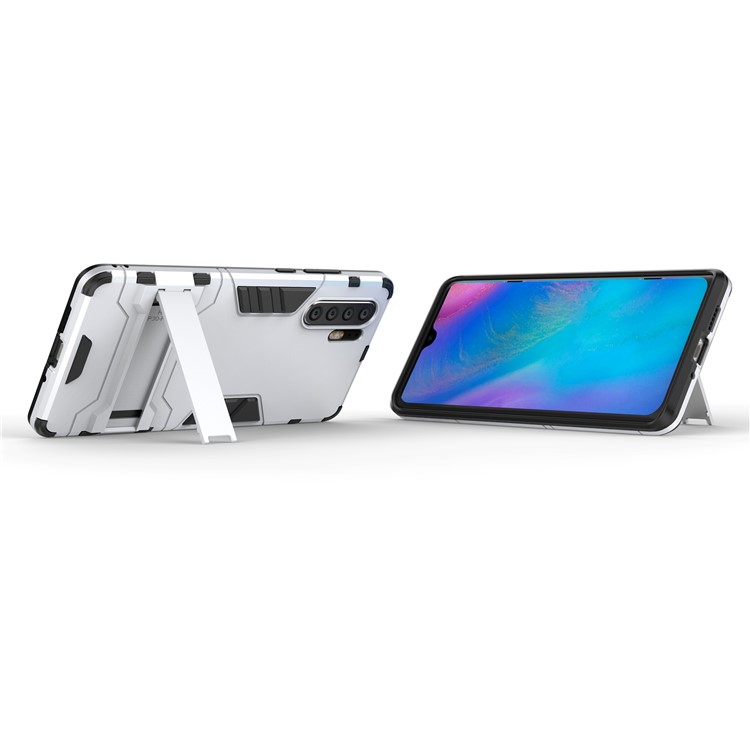 Plastic + TPU Hybrid Case with Kickstand for Huawei P30 Pro - Silver-5